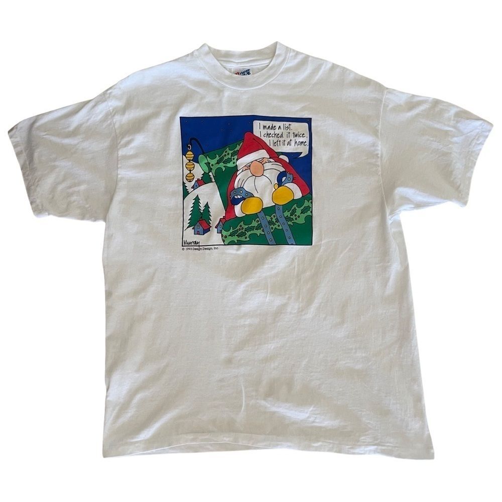 Vintage 1993 Single Stitch Christmas Comic T-Shirt White Size XL